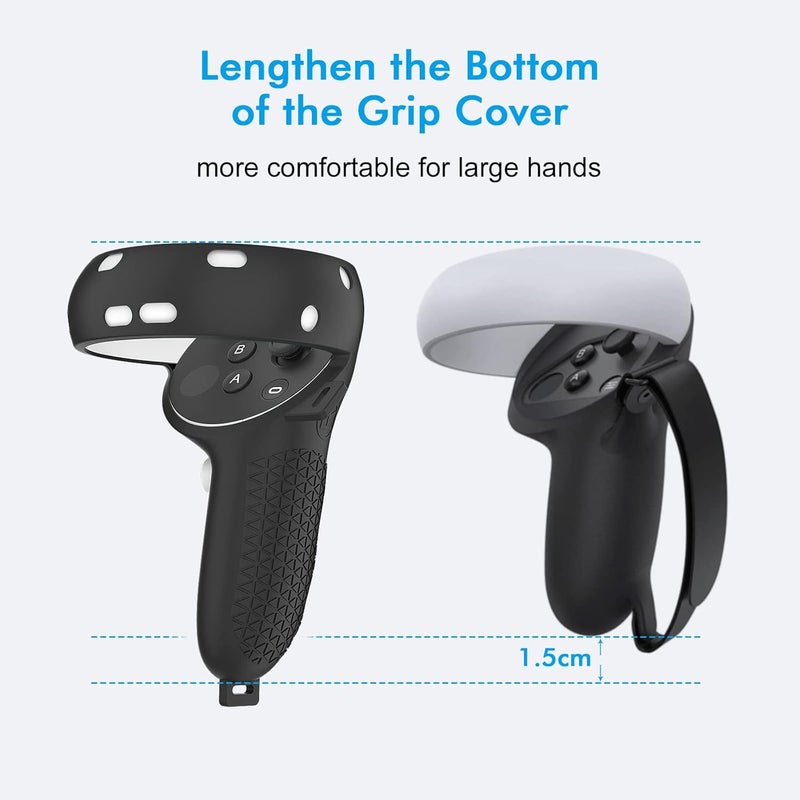Relohas Accessories for Oculus Quest 2, VR Accessory Set for Meta Quest 2, Include Controller Grip Leather Cover, VR Shell Cover, Face Cover, Lens Coverr, Protect Your VR in All Aspects(Black) - Image 2